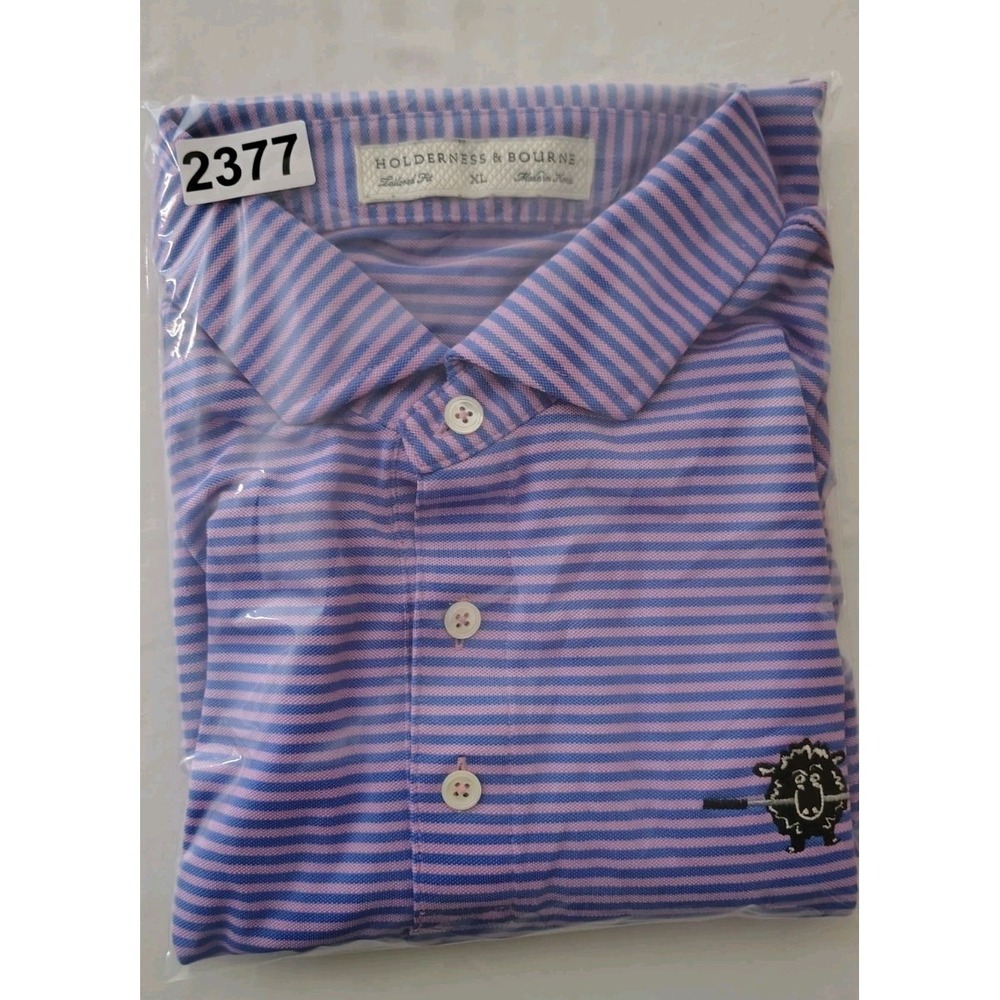 Holderness & Bourne Maxell Polo Mens XL Striped Tailored Fit Fiji & Nevis Shirt - Picture 4 of 9